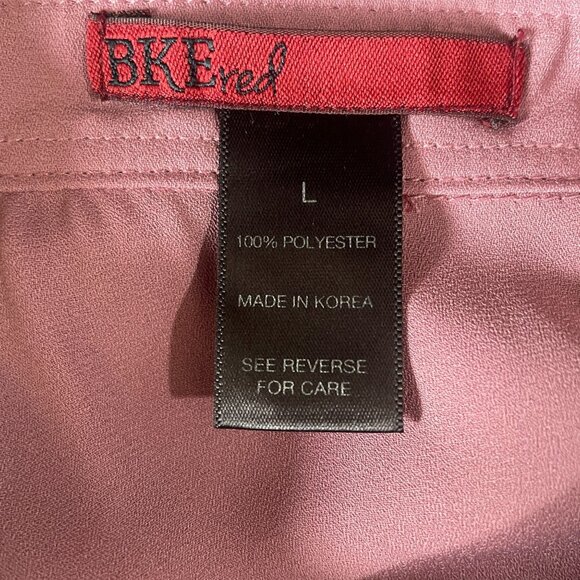 BKE Red Long Sleeve Button Down Tunic Shirt Oversized Blouse Rose Pink Large - Picture 3 of 9